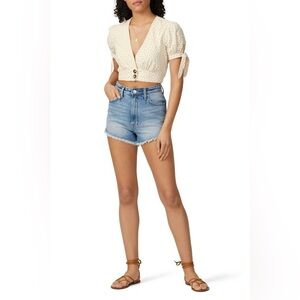 LéRumi Erika Crop Top in Blush & Red Ditzy XS NWT